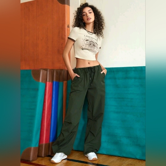 Drawstrings Waist Pocket Pants - Picture 1 of 8